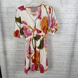 White Closet‎ Elements Floral Puff Sleeve Dress Womens XS Boho Garden Party